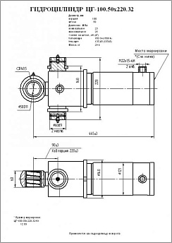 Гидроцилиндр ЦГ-100.50х220.32