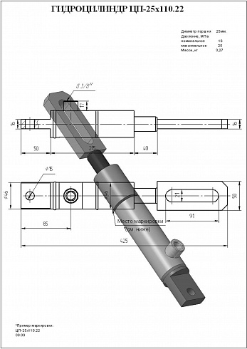 ГИДРОЦИЛИНДР РАБОЧЕГО ОРГАНА ЦГ-25Х110.22