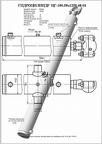 ГИДРОЦИЛИНДР ПОДЪЕМА ГРЕЙДЕРНОГО ОТВАЛА ЦГ-100.50Х1250.48