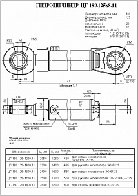 ГИДРОЦИЛИНДР РУКОЯТИ (С ПОДШ.) ЦГ-180.125Х1700.11 (5124А 29-07-000)