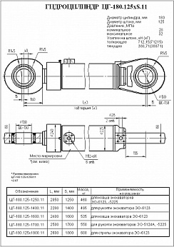 ГИДРОЦИЛИНДР РУКОЯТИ (С ПОДШ.) ЦГ-180.125Х1700.11 (5124А 29-07-000)