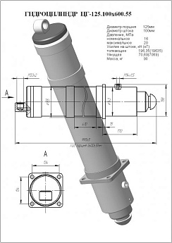 Гидроцилиндр ЦГ-125.100х600.55
