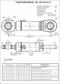 ГИДРОЦИЛИНДР КОВША (С ПОДШ.) ЦГ-180.125Х1250.11 (6123 13-05-000)