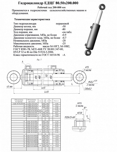 ГИДРОЦИЛИНДР ЕДЦГ 80.50Х200.000-04 (ЕДЦГ-80.50.500)