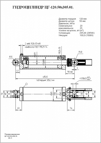 Гидроцилиндр ЦГ-120.50х305.01