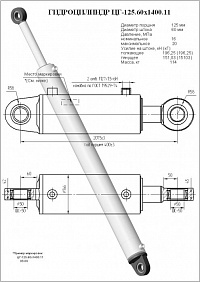 ГИДРОЦИЛИНДР СТРЕЛЫ ЦГ-125.60Х1400.11