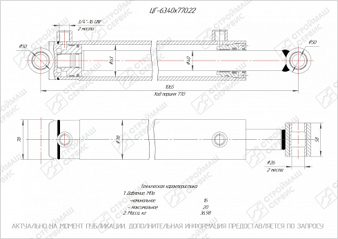 ГИДРОЦИЛИНДР РАБОЧЕГО ОРГАНА ЦГ-63.40Х770.22