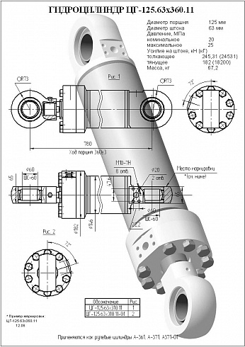 Гидроцилиндр ЦГ-125.63х360.11