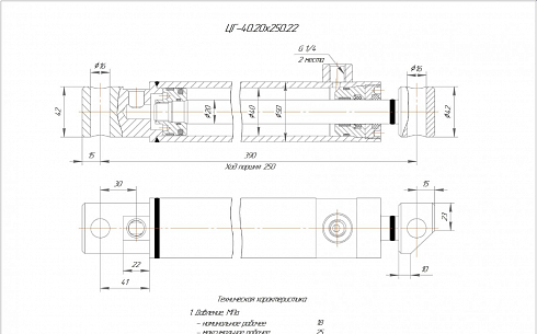 ГИДРОЦИЛИНДР РАБОЧЕГО ОРГАНА ЦГ-40.20Х250.22