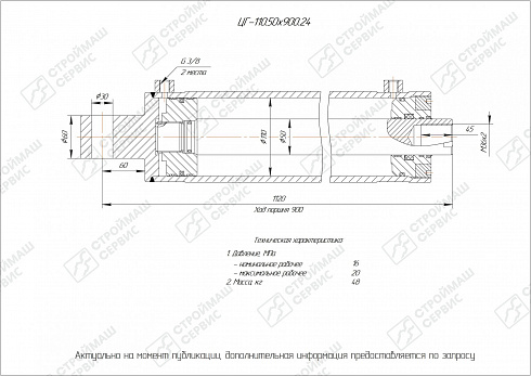 ГИДРОЦИЛИНДР РАБОЧЕГО ОРГАНА ЦГ-110.50Х900.24