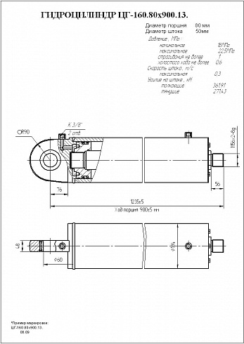 Гидроцилиндр ЦГ-160.80х900.13