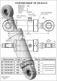 ГИДРОЦИЛИНДР РАБОЧЕГО ОРГАНА ЦГ-100.56Х800.11