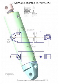 ГИДРОЦИЛИНДР МЕХАНИЗМ ПОДЪЕМА ПЛУГА ЦГ1-60.30Х175.22-02 (980А.01.13.400)