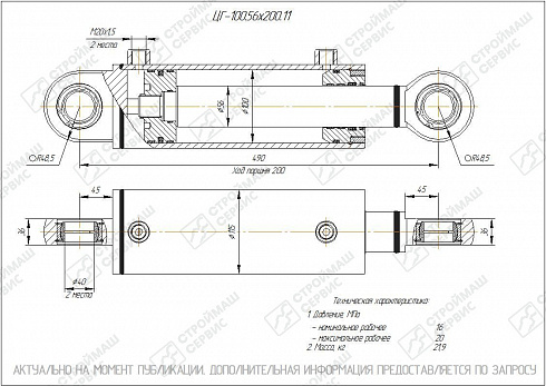 ГИДРОЦИЛИНДР РАБОЧЕГО ОРГАНА ЦГ-100.56Х200.11