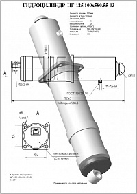 ГИДРОЦИЛИНДР ОПОРЫ ЦГ-125.100Х580.55-03 (АНАЛОГ ЗАМЕНА КС-55713.2.31.200-2)