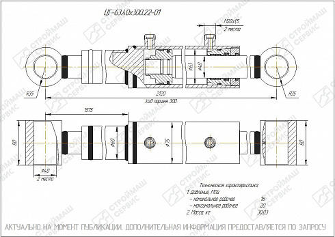 ГИДРОЦИЛИНДР РАБОЧЕГО ОРГАНА ЦГ-63.40Х300.22-01