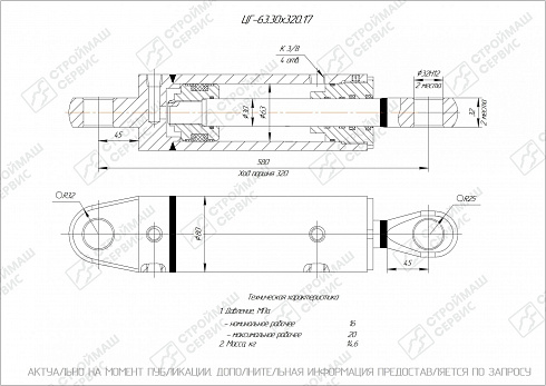 ГИДРОЦИЛИНДР РАБОЧЕГО ОРГАНА ЦГ-63.30Х320.17