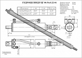 ГИДРОЦИЛИНДР ВЫДВИЖЕНИЯ ОПОР ЦГ-80.56Х1770.22 (АНАЛОГ ЗАМЕНА Ц080.770.00.000)