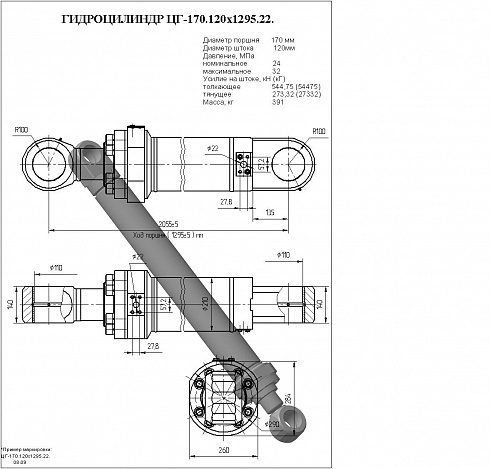 Гидроцилиндр ЦГ-170.120х1295.22