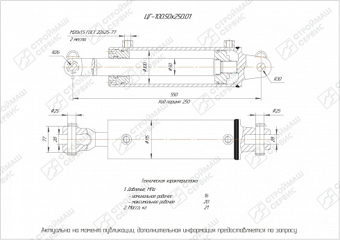 ГИДРОЦИЛИНДР РАБОЧЕГО ОРГАНА ЦГ-100.50Х250.01