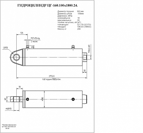 ГИДРОЦИЛИНДР РАБОЧЕГО ОРГАНА ЦГ-160.100Х1800.24